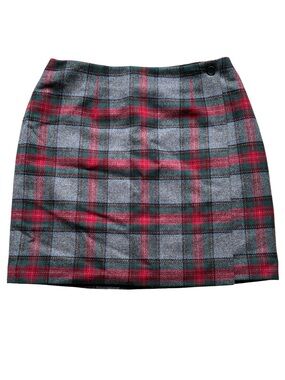 Talbots Women’s Vintage Red Green Plaid Wool Wrap Skirt Size 16P